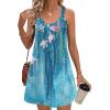 imageZeagoo Summer Dresses for Women Boho Beach Dress Sleeveless Sundresses with Pockets Casual Loose Tank Tshirt Sun DressBlue White Flower