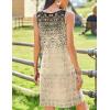 imageZeagoo Summer Dresses for Women Boho Beach Dress Sleeveless Sundresses with Pockets Casual Loose Tank Tshirt Sun DressBrown Printed