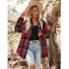 imageZeagoo Women Flannel Shacket Jacket Plaid Button Down Long Sleeve Shirt Fall Outfits 2024Black Red