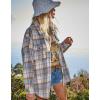 imageZeagoo Women Flannel Shacket Jacket Plaid Button Down Long Sleeve Shirt Fall Outfits 2024Blue White