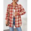 imageZeagoo Women Flannel Shacket Jacket Plaid Button Down Long Sleeve Shirt Fall Outfits 2024Red