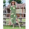 imageZeagoo Women Floral Summer Dress Casual Beach Dress Printed T Shirt Dress Split Long Dress Travel 2025 Vacation Dress02 Geeen