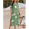 imageZeagoo Women Floral Summer Dress Casual Beach Dress Printed T Shirt Dress Split Long Dress Travel 2025 Vacation Dress02 Geeen