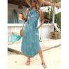 imageZeagoo Women Floral Summer Dress Casual Beach Dress Printed Tank Dress with Pockets Pleated Front Long DressBlue Flower