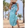 imageZeagoo Women Floral Summer Dress Casual Beach Dress Printed Tank Dress with Pockets Pleated Front Long DressBlue Flower