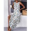 imageZeagoo Women Floral Summer Dress Casual Beach Dress Printed Tank Dress with Pockets Pleated Front Long DressLeaf Print White
