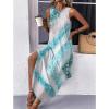 imageZeagoo Women Floral Summer Dress Casual Beach Dress Printed Tank Dress with Pockets Pleated Front Long DressMix Blue White