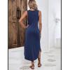 imageZeagoo Women Floral Summer Dress Casual Beach Dress Printed Tank Dress with Pockets Pleated Front Long DressNavy Blue