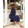 imageZeagoo Women Floral Summer Dress Casual Beach Dress Printed Tank Dress with Pockets Pleated Front Long DressNavy Blue