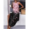 imageZeagoo Women Floral Summer Dress Casual Beach Dress Printed Tank Dress with Pockets Pleated Front Long DressPinkblack Print