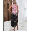 imageZeagoo Women Floral Summer Dress Casual Beach Dress Printed Tank Dress with Pockets Pleated Front Long DressPinkblack Print
