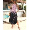 imageZeagoo Women Floral Summer Dress Casual Beach Dress Printed Tank Dress with Pockets Pleated Front Long DressPinkblack Print