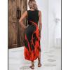 imageZeagoo Women Floral Summer Dress Casual Beach Dress Printed Tank Dress with Pockets Pleated Front Long DressRed Fire Print