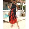 imageZeagoo Women Floral Summer Dress Casual Beach Dress Printed Tank Dress with Pockets Pleated Front Long DressRed Fire Print