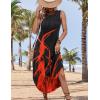 imageZeagoo Women Floral Summer Dress Casual Beach Dress Printed Tank Dress with Pockets Pleated Front Long DressRed Fire Print