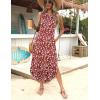 imageZeagoo Women Floral Summer Dress Casual Beach Dress Printed Tank Dress with Pockets Pleated Front Long DressRed Floral