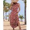 imageZeagoo Women Floral Summer Dress Casual Beach Dress Printed Tank Dress with Pockets Pleated Front Long DressRed Floral