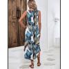 imageZeagoo Women Floral Summer Dress Casual Beach Dress Printed Tank Dress with Pockets Pleated Front Long DressTropical Leaf