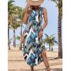 imageZeagoo Women Floral Summer Dress Casual Beach Dress Printed Tank Dress with Pockets Pleated Front Long DressTropical Leaf