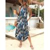 imageZeagoo Women Floral Summer Dress Casual Beach Dress Printed Tank Dress with Pockets Pleated Front Long DressTropical Leaf