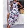 imageZeagoo Women Floral Summer Dress Casual Beach Dress Printed Tank Dress with Pockets Pleated Front Long DressTropical Tree