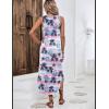 imageZeagoo Women Floral Summer Dress Casual Beach Dress Printed Tank Dress with Pockets Pleated Front Long DressTropical Tree