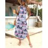 imageZeagoo Women Floral Summer Dress Casual Beach Dress Printed Tank Dress with Pockets Pleated Front Long DressTropical Tree