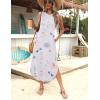 imageZeagoo Women Floral Summer Dress Casual Beach Dress Printed Tank Dress with Pockets Pleated Front Long DressWhite Floral
