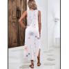 imageZeagoo Women Floral Summer Dress Casual Beach Dress Printed Tank Dress with Pockets Pleated Front Long DressWhite Floral