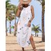 imageZeagoo Women Floral Summer Dress Casual Beach Dress Printed Tank Dress with Pockets Pleated Front Long DressWhite Floral