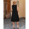 imageZeagoo Women Summer Casual Dress 2025 Sleeveless Midi Swing Tank Sundress with Pockets V Neck A Line Pleated Tshirt DressBlack