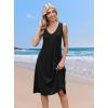imageZeagoo Women Summer Casual Dress 2025 Sleeveless Midi Swing Tank Sundress with Pockets V Neck A Line Pleated Tshirt DressBlack