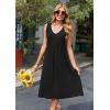 imageZeagoo Women Summer Casual Dress 2025 Sleeveless Midi Swing Tank Sundress with Pockets V Neck A Line Pleated Tshirt DressBlack