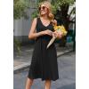 imageZeagoo Women Summer Casual Dress 2025 Sleeveless Midi Swing Tank Sundress with Pockets V Neck A Line Pleated Tshirt DressBlack