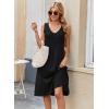 imageZeagoo Women Summer Casual Dress 2025 Sleeveless Midi Swing Tank Sundress with Pockets V Neck A Line Pleated Tshirt DressBlack