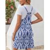 imageZeagoo Women Summer Dresses Casual Beach Vacation Dress Spaghetti Strap Sundress Sleeveless Mini Short Dress with PocketsBlue White Printed