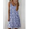 imageZeagoo Women Summer Dresses Casual Beach Vacation Dress Spaghetti Strap Sundress Sleeveless Mini Short Dress with PocketsBlue White Printed
