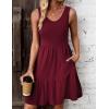 imageZeagoo Women Summer Dresses Sleeveless Casual Tank Dress Flowy Tiered Short Beach Dresses Womens Sundress with PocketsBurgundy