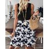 imageZeagoo Women Summer Dresses Sleeveless Casual Tank Dress Flowy Tiered Short Beach Dresses Womens Sundress with PocketsWhite Black Floral