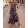 imageZeagoo Women Summer Maxi Dress with Pockets 2025 Spaghetti Strap Sundress Casual Flowy Boho Dress Floral Tiered Beach DressFloral2