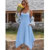 imageZeagoo Women Summer Midi Dress 2025 Hawaiian Bohemian Beach Cover Up Dress Floral Spaghetti Strap Casual Dress with PocketsSky
