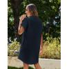 imageZeagoo Womens Button Down Shirt Dress Summer Cotton Linen Dress VNeck Mini Dress Casual Short Sleeve Loose Tunic Dresses01navy Blue