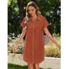 imageZeagoo Womens Button Down Shirt Dress Summer Cotton Linen Dress VNeck Mini Dress Casual Short Sleeve Loose Tunic DressesBrick Red