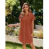 imageZeagoo Womens Button Down Shirt Dress Summer Cotton Linen Dress VNeck Mini Dress Casual Short Sleeve Loose Tunic DressesBrick Red