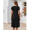imageZeagoo Womens Casual Dress for Summer Short Sleeve Pleated Dress Loose Flowy Beach Dress with Pockets Flare Midi SundressAblack