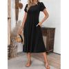 imageZeagoo Womens Casual Dress for Summer Short Sleeve Pleated Dress Loose Flowy Beach Dress with Pockets Flare Midi SundressAblack