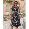 imageZeagoo Womens Casual Dress for Summer Short Sleeve Pleated Dress Loose Flowy Beach Dress with Pockets Flare Midi SundressBlack Flower
