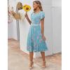 imageZeagoo Womens Casual Dress for Summer Short Sleeve Pleated Dress Loose Flowy Beach Dress with Pockets Flare Midi SundressBlue Flower