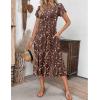 imageZeagoo Womens Casual Dress for Summer Short Sleeve Pleated Dress Loose Flowy Beach Dress with Pockets Flare Midi SundressBrown Floral