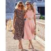 imageZeagoo Womens Casual Dress for Summer Short Sleeve Pleated Dress Loose Flowy Beach Dress with Pockets Flare Midi SundressBrown Floral